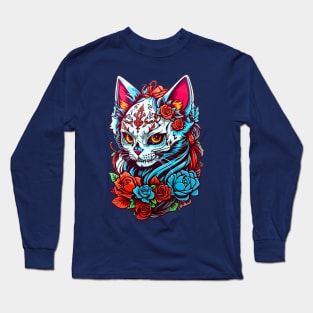 Sugar Skull Cat Long Sleeve T-Shirt